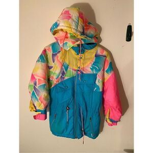 Vintage little girls Neon Colors  London Fog Parka coat 7/8